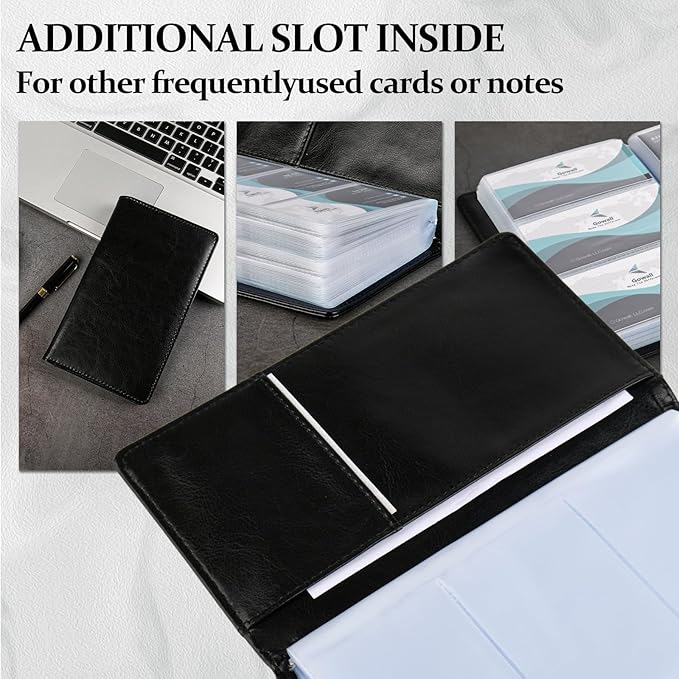 300 Card Capacity Leather Business Card Book Holder Organizer, Card Binder Professional PU Name Card Credit Cards Booklet (Multiple Colors Optional)
