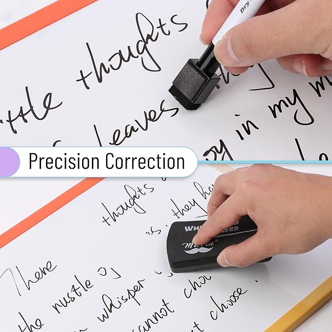 Mr. Pen Magnetic Dry Erase Markers - 12 Pack, Black Fine Tip with Eraser Cap