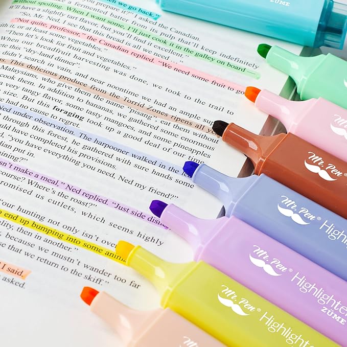 Mr. Pen- Pastel Highlighter, 8 pcs, Tank Style, Chisel Tip, Cute No Bleed Bible Highlighter, School Supplies