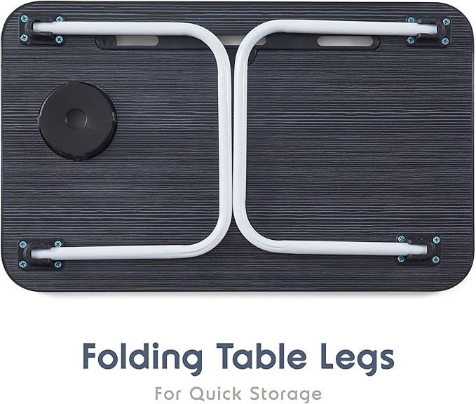 Nestl Lap Desk for laptop - Foldable Laptop Desk for Bed and Couch, Portable and Lightweight Laptop Stand for Bed Breakfast, Working, Reading, and Writing, Black, Small Laptop Tray