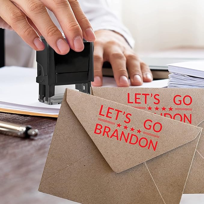 Let's Go Brandon Stamp - American Political Self-Inking Rubber Stamp - Red Ink - Patriotic LGB Imprint - Large Size