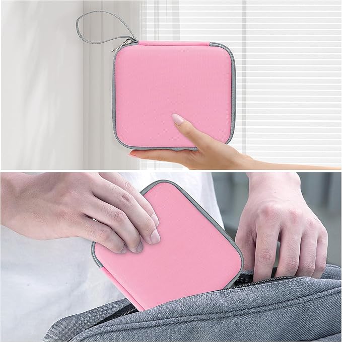 HBCX Mini Printer Case,Hard Protective Box,Portable High-capacity Travel Carrying Case,Suitable for Thermal Inkless Sticker Photo Printer,Label Marker,Instant Print Camera(Only Pink Case)