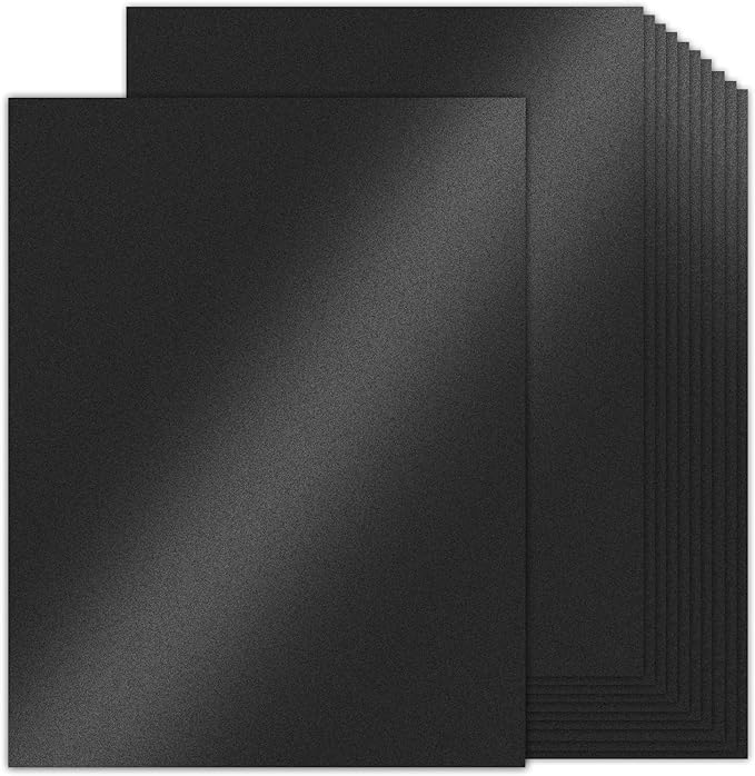 24 Sheets Black Shimmer Cardstock 8.5 x 11 Metallic Paper, Goefun 80lb Card Stock Letter Size Sheets for Halloween, Invitations, Scrapbooking, Crafts, Graduations