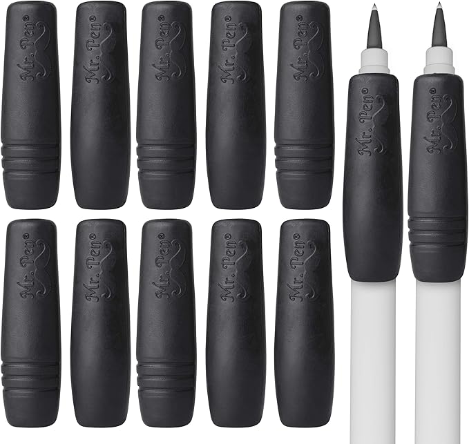 Mr. Pen Black Silicone Pencil and Pen Grip, 12 Pack, Ideal for Arthritis and Tendonitis