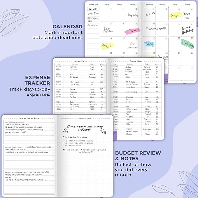 GoGirl Budget Planner – Monthly Financial Planner Organizer Budget Book. Expense Tracker Notebook Journal to Control Money, Compact (Lavender)