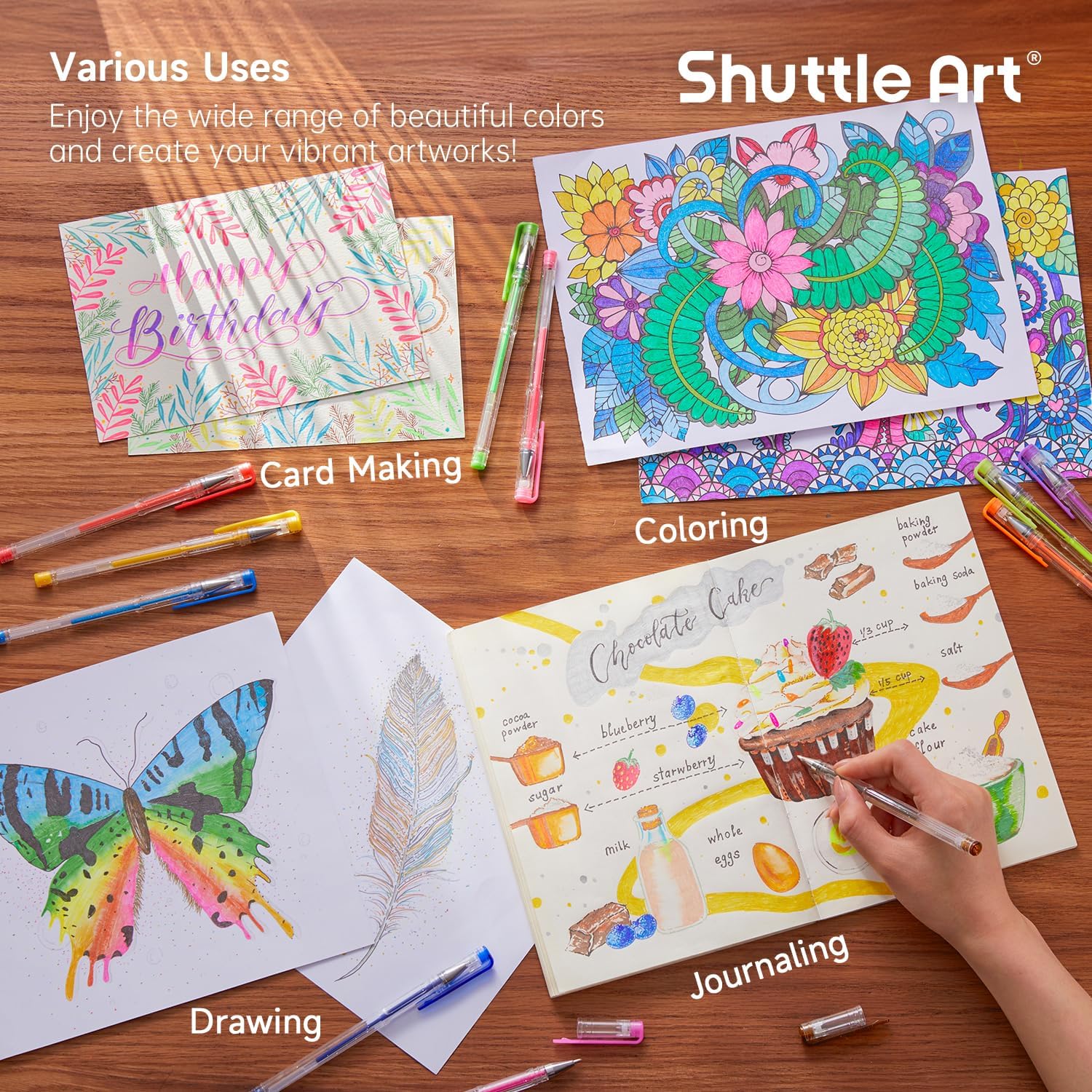 Shuttle Art 80 Pack Glitter Gel Pens, 40 Colors Glitter Gel Pens Set with 40 Refills for Adults Coloring Books Drawing Crafts Scrapbooking Journaling