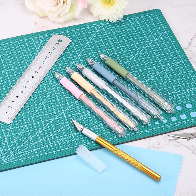 HARFINGTON (6" x 8") A5 Cutting Mat, Exacto Knife Precision Carving Craft Hobby Knife Kit for DIY Art Work Cutting, Hobby, Stencil, Scrapbooking, Pink