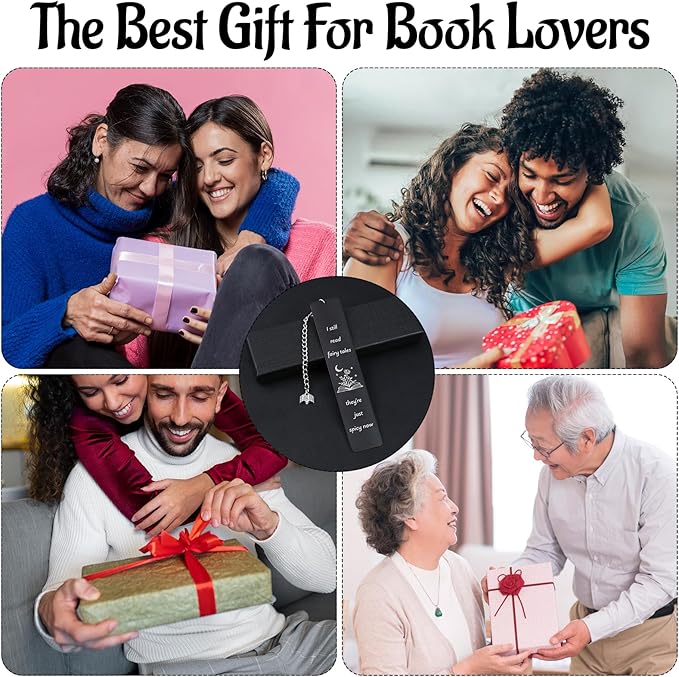 Fairytales Metal Bookmark for Women Men, Funny Bookmarks with Gift Box Book Lover Spicy Fancy Bookmarks Book Marks for Reading Gift Book Mark with Pendant for Book Lovers Friend(Black)