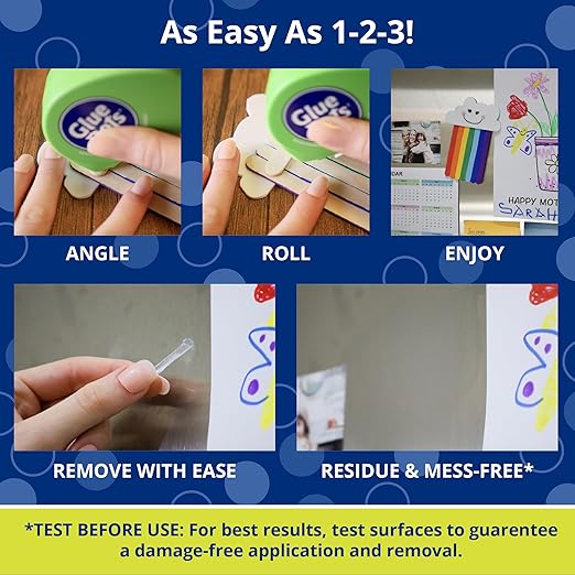 Glue Dots, Removable Dots Dot N' Go Dispenser, Double-Sided, 3/8", .38 Inch, 1200 Dots, DIY Craft Glue Tape, Sticky Adhesive Glue Points, Liquid Glue Alternative, Clear, 6 Pack