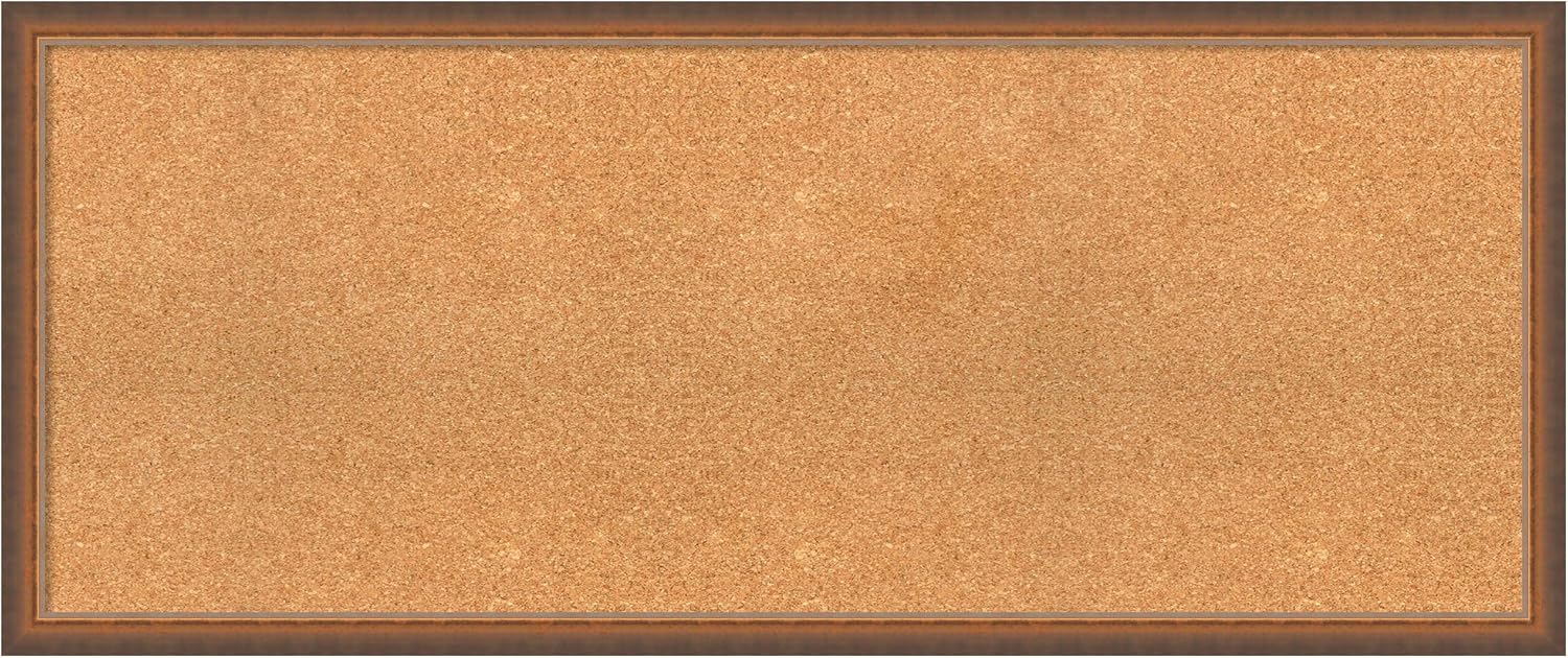 Amanti Art Natural Cork Board for Wall, 20x48 Vision Board with Bronze Frame, Oversize Corkboard Office Decor for Home Organization, Modern Corkboard Pinboard to Display Items for Home Organization