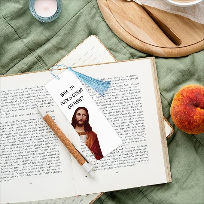 8 Pack Peeking Jesus Bookmark, Peeking Jesus is That Smut Bookmark, Peeking Jesus I Saw That Bookmark, Whatcha Doin'? (Multicolour)