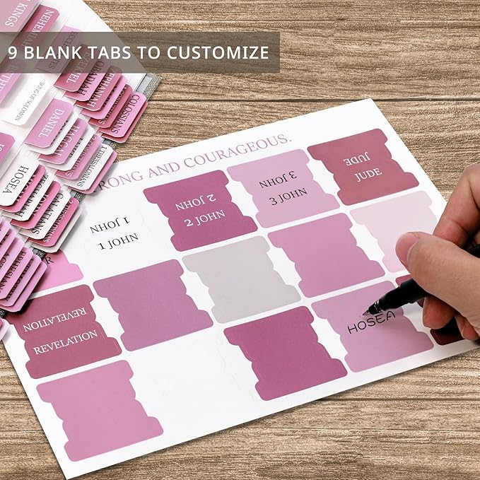 Pink Bible Tabs for Women & Men, Laminated Bible Tabs for Study Bible, Boho Theme Bible Tabs for Easy Navigation, Simplify Your Bible Reading Experience with Easy-to-Use Indexing Tabs