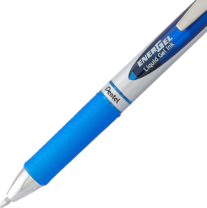 Pentel EnerGel RTX RT Liquid Gel Pen, Med, Metal Tip, 0.7mm, Blue Ink, 12-Pk Window Box of 12 ; Pack of 48