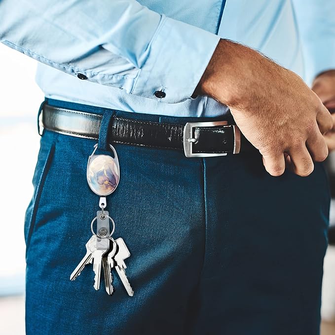 Badge Reels Retractable，Double Sided Color Print Pattern Retractable Badge Holders，with Retractable Keychain, Badge Clip and Key Ring，Durable Nylon Retractable Rope