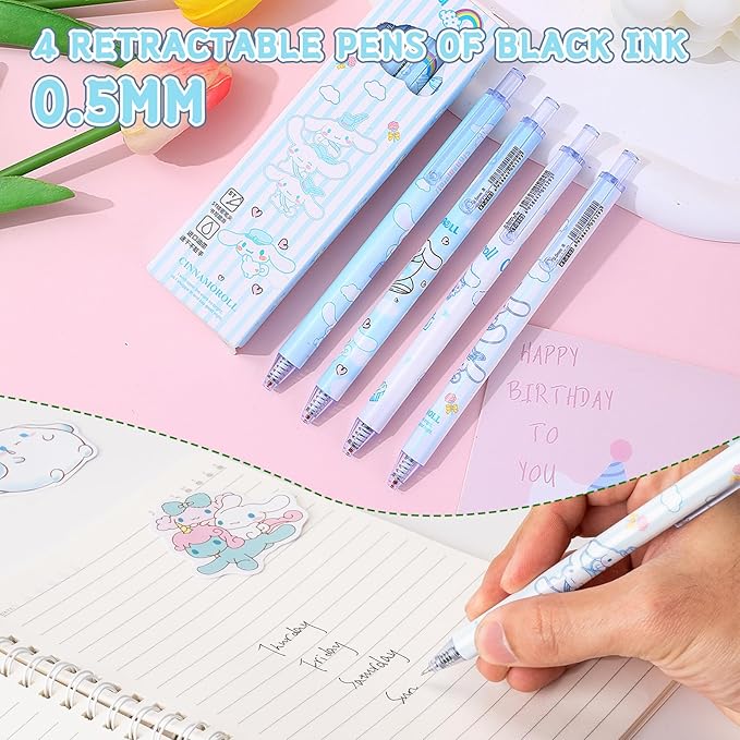 Cute School Supplies Anime Stationery Gift Set Includs Gel Pens, Journal Notebook, 50 Stickers, Pencil Case, Kawaii Stationery Set, Back to School Gift(Blue)