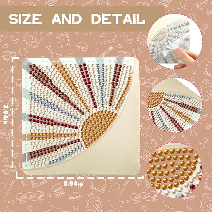 4Pcs Boho Diamond Art Bookmarks,DIY Corner Bookmark Diamond Art Painting Kits,Diamond Art Bookmarks DIY Page Bookmarks for Home Office School Beginner Adults Reading Crafts Kit Gifts