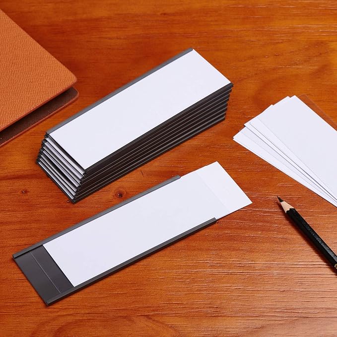 Eeoyu Magnetic Label Holders with Magnets Magnetic Data Card Holders with Clear Plastic Protectors for Metal Shelf, Whiteboard, Set of 30 (0.8 x 3 Inch)