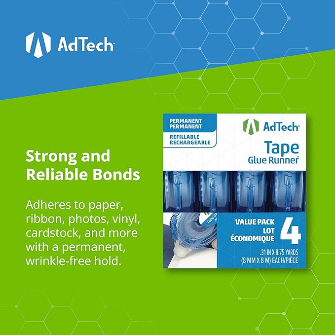 AdTech 5603 Permanent Crafter's Tape, 0.31" x 315", Pack of 4