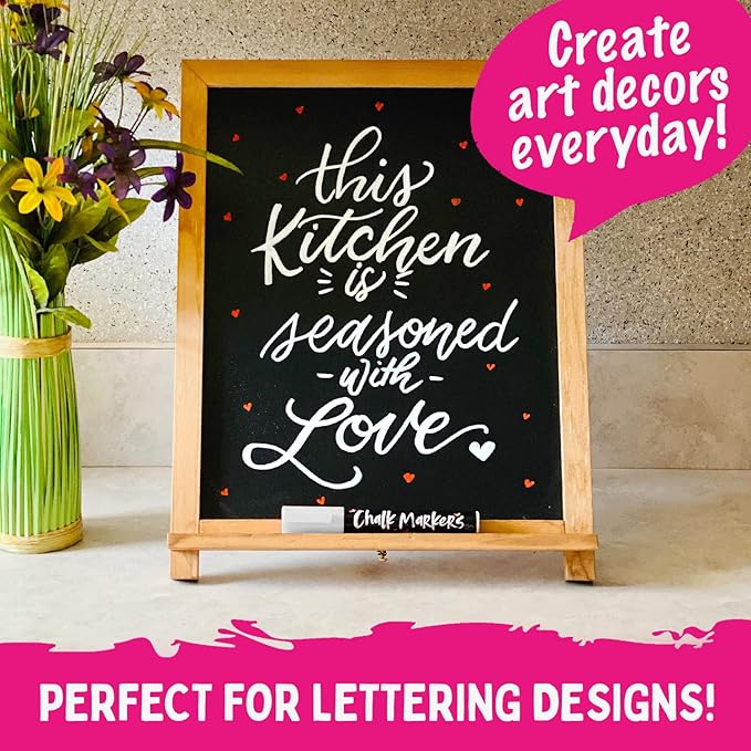 White Chalk Markers Fine Tip (4 Pack 3mm) - Wet & Dry Erase Chalk Pens for Blackboard, Chalkboards, Windows, Signs, Glass, Bistro - 3mm Reversible Bullet & Chisel Point