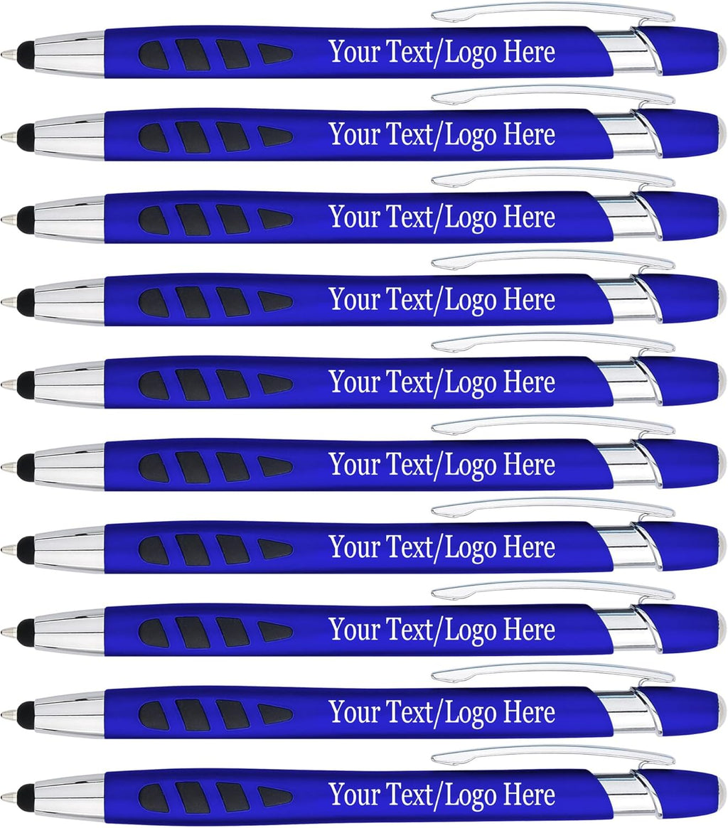 Personalized with Your Custom Logo or Text Pens-300 Pack Bulk-for Businesses, Parties, and Events, 2 in 1 Capacitive Stylus & Ballpoint Pen Compatible with Most Touchscreen Devices, Blue