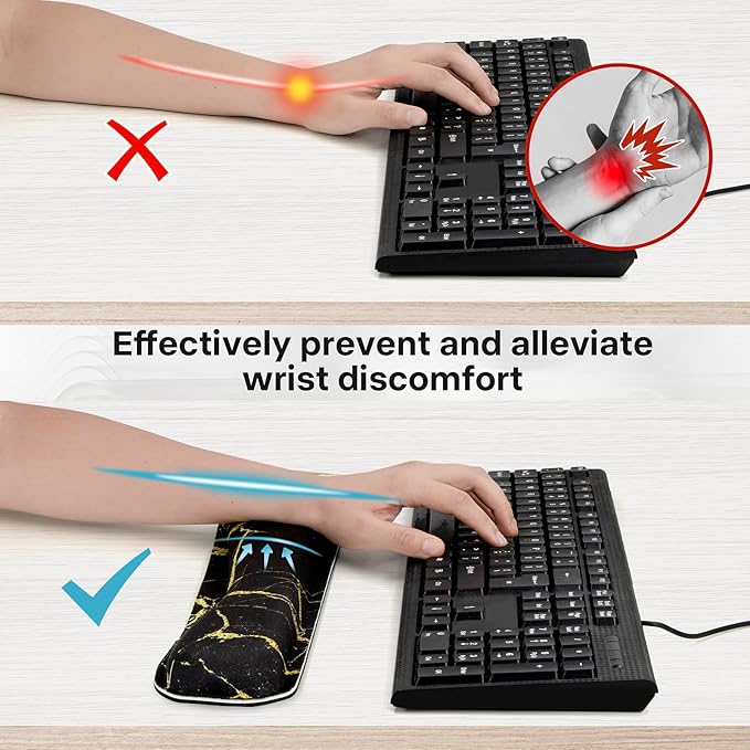 Yolanda Keyboard Wrist Rest Pad, Upgrade High-Density Thicken Memory Foam, Anti-Slip Rubber Base, Support for Easy Typing & Pain Relief,for Office,Gaming, Computer, Laptop, Mac, Marbling