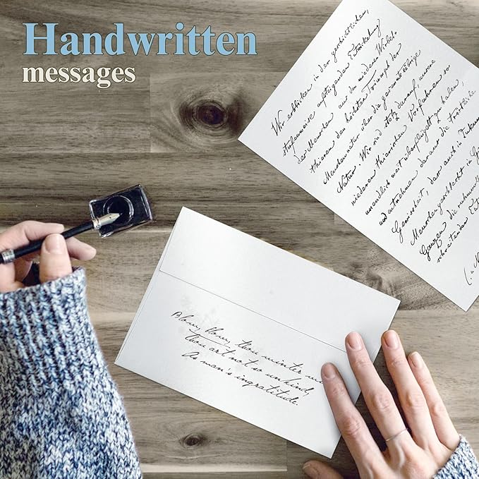 White Shimmer Blank Cards and Envelopes, Goefun 5x7 Flat Cardstock and A7 Envelopes Self Seal 100 Pack for Wedding, Invitations, DIY Greeting Cardstock, Thank You Cards & All Occasion (Unfolded)