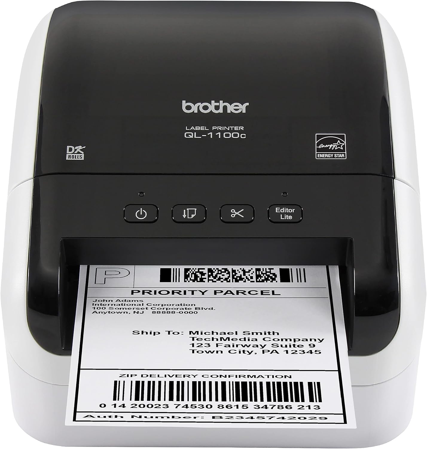 Brother QL-1100c Wide Format Label Printer, Shipping & Postage Labels 4” x 6”, Barcode & QR Code, High Speed, Direct Thermal Printing, Compact, uses DK Drop-in Label Rolls, USB Connectivity