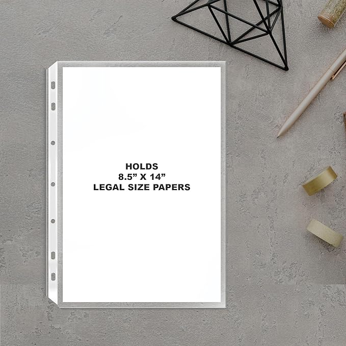 Performore 100 Pack of 8.5x14 Legal Size Heavyweight Clear Sheet Protectors, Plastic Legal Paper Sleeves, Clear Archival Quality, Long Sheet Protectors for Binders Documents