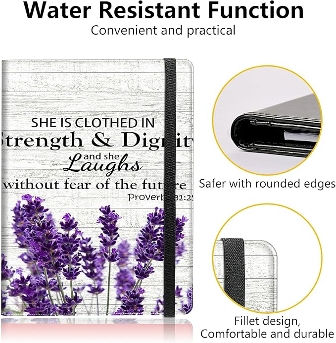 PU Leather Padfolio Clipboard Notepad with Pen Loop and Elastic Strap Interview/Resume Document Organizer for Business School Office,Purple Lavender