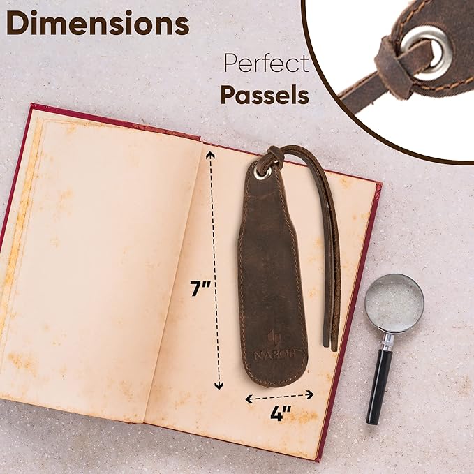 Leather Bookmark Handmade - Genuine Leather Book Marks - Perfect Bookmark for Men Women and Kids | Great Idea for Leather Gifts for Bookworms Writers Relatives and Friends (3 Bookmarks)