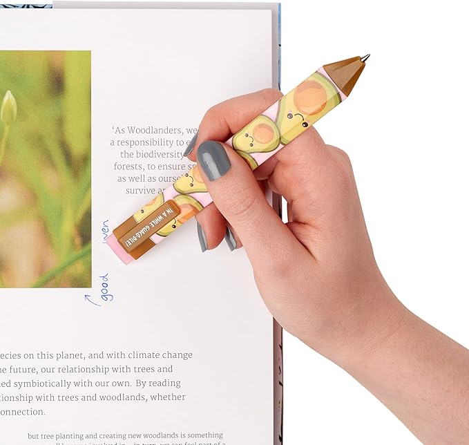 New Pen Bookmark with Refills | Erasable Ballpoint Gel Pen and Bookmark 3-in-1 | Ink Novelty Pen with Eraser | Page Marker | Book Marker | Page Holder Clip | Gift for Reader and Writer (Avocado)