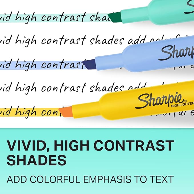 Sharpie Tank Style Bulk Highlighters, Chisel Tip Highlighter Marker Set, Journal Highlighters, Office And Teacher Supplies, Fluorescent And Pastel Highlighters, 12 Assorted Fashion Colors, 36 Count