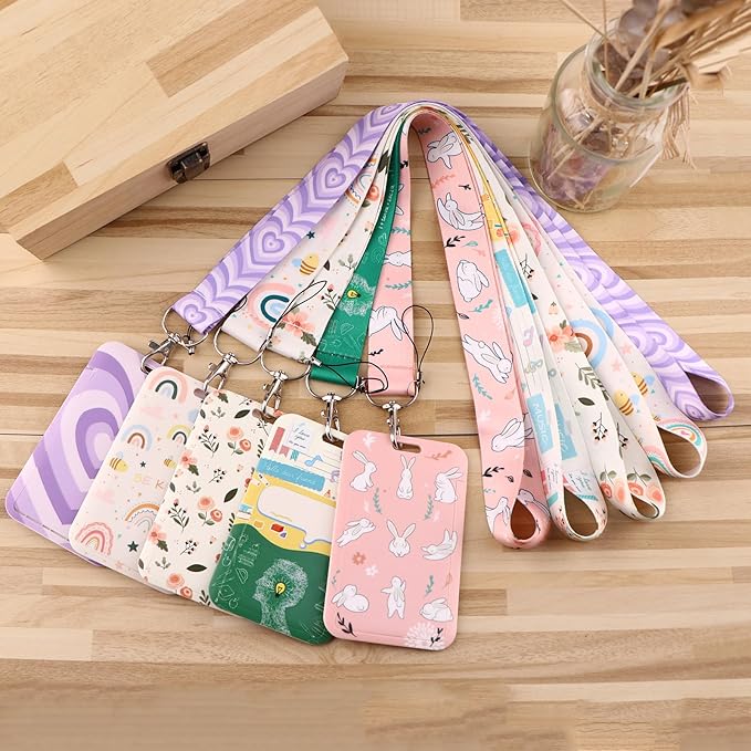 Funny ID Lanyard Badge Holder & Retractable Badge Reel Clip Cool Preppy School Key Lanyard ID Holder for Teachers Students Teens Kids for Keys & ID Badges Cute Keychain Lanyard for Women