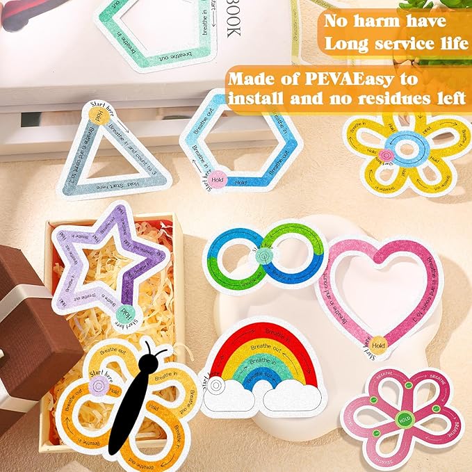 80 Pcs Anxiety Sensory Stickers with Inspirational Quotes Calm Textured Strips Relief Mental Health Stickers School Office Adhesive Sensory Tape Anti Stress Toys for Adults Teens (Vibrant)