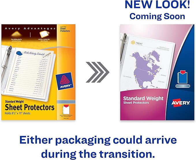 Avery Semi-Clear Standard Weight Sheet Protectors, Top Load, 100 Document Protectors (75536)