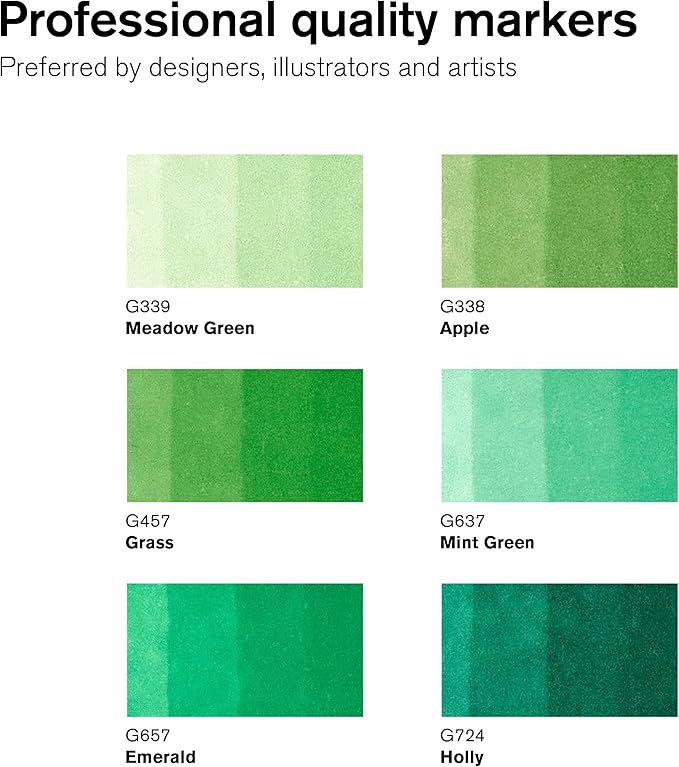 Winsor & Newton ProMarker Set, 6 Count, Green Tones