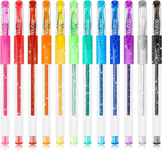 Easter Basket Essentials for Kids, Easter Basket Stuffers Gifts for Teens Adults, 12-Color Scented Glitter Gel Pens, Cute Coloring Pens, Colored Pen Set Fun Stationary,Scrapbook Journaling Supplies