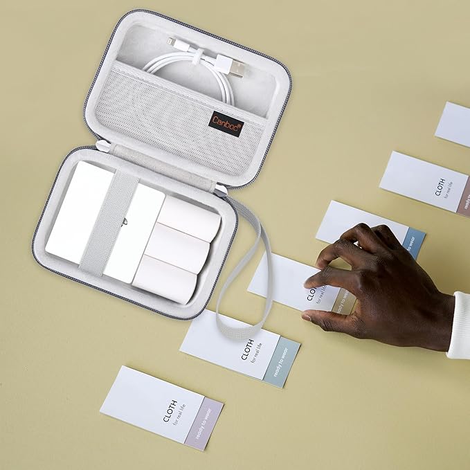 Canboc Carrying Case Compatible with Phomemo M02 Sticker Printer, Pocket Thermal Bluetooth Sticker Photo Maker Box for Thermal Paper, USB Cable, Grey (Case Only)