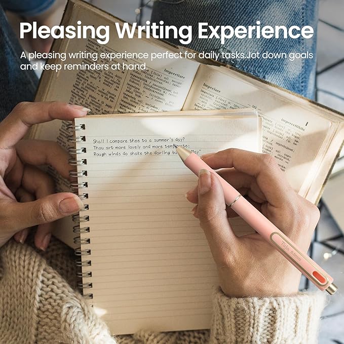 Gel Pens, 6 Pcs Quick Dry Blcak Gel Ink Pens, 0.5mm Fine Point Smooth Writing Pens for Journaling and Note Taking, Cute Aesthetic Pens for Women & Men-Sand Gold