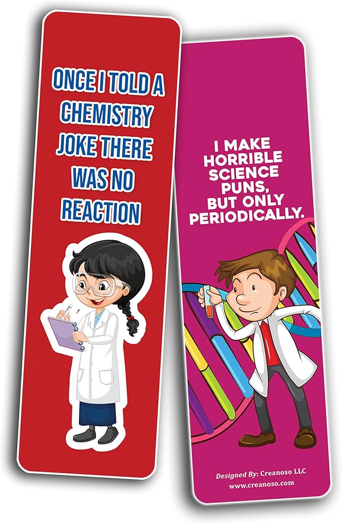 Creanoso Mad Scientist Bookmarks (2-Sets X 6 Cards) – Daily Inspirational Card Set – Interesting Book Page Clippers – Great Gifts for Adults and Professionals