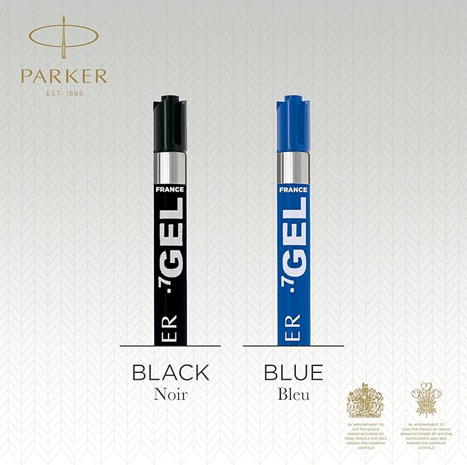 Parker Refill for Parker Retractable Gel Ink Roller Ball Pens, Medium Conical Tip, Blue Ink, 2/Pack