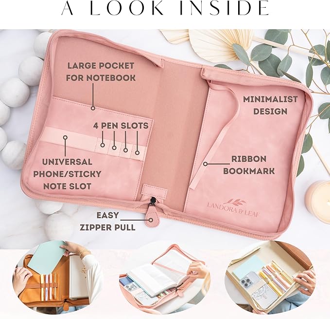 Pink Bible Cover Case for Women - PU Leather Bible Covers for Women – Pink Bible Case for Girls - Minimalist Design Debossed Bible Case, Large Bible Covers for Women – Bible Accessories (Pink)