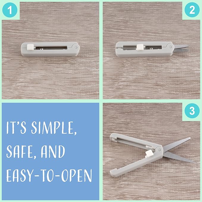 JubileeYarn Push Open Folding Safety Scissors - Grey - 1 Pair