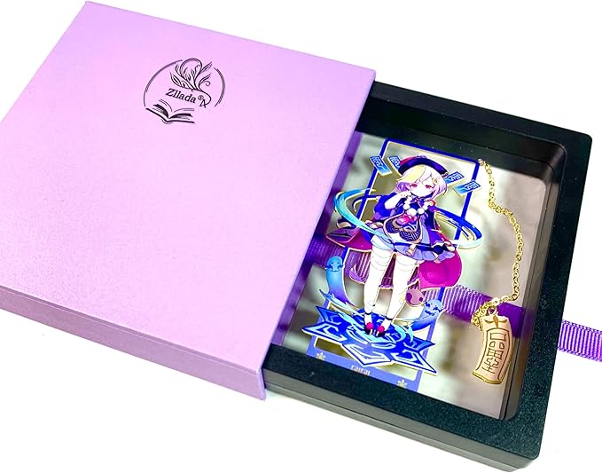 Genshin Impact Qiqi Metal Bookmark - Anime Figure Merch with 3D Display Box - Birthday Gifts for Fans Friends Gamer Book Lovers - Zllada