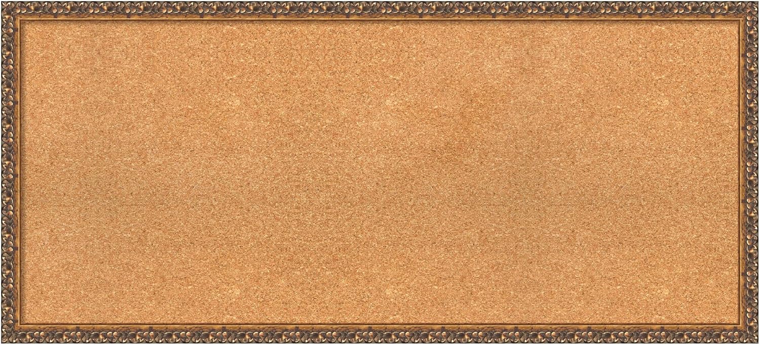 Amanti Art Natural Cork Board for Wall, 20x44 Vision Board with Bronze Frame, Oversize Corkboard Office Decor for Home Organization, Traditional Corkboard Pinboard to Display Items for Home