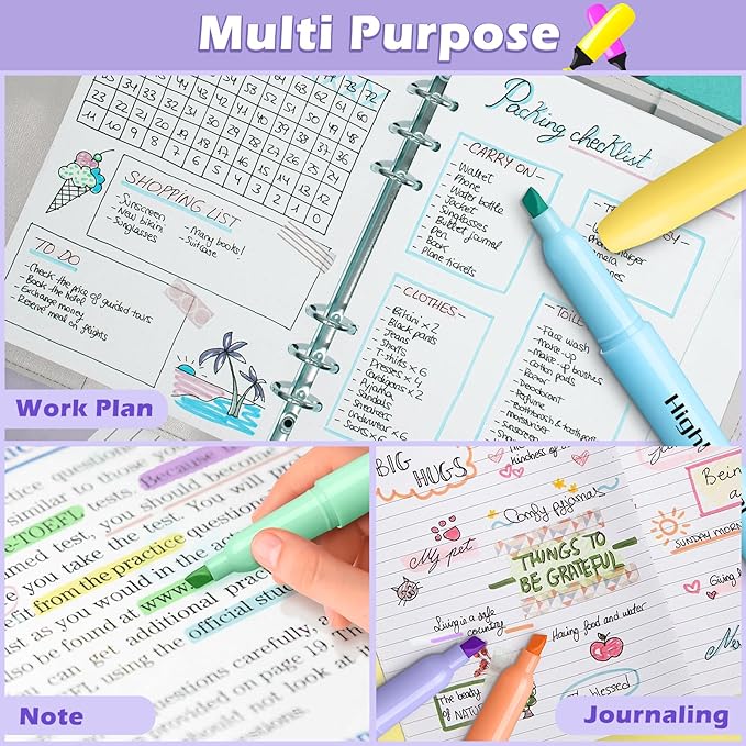 Duchong 30 Count Highlighters, Pastel Highlighters Assorted Colors Bulks, Chisel Tip Dry-Quickly Highlighter Markers for Adult Kids, Office Classroom Must Have, School Supplies for Teachers