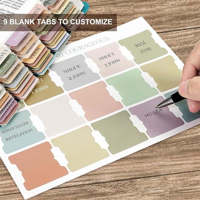 Bible Tabs for Women & Men, Laminated Bible Tabs for Study Bible, Boho Theme Bible Tabs for Easy Navigation, Simplify Your Bible Reading Experience with Easy-to-Use Indexing Tabs