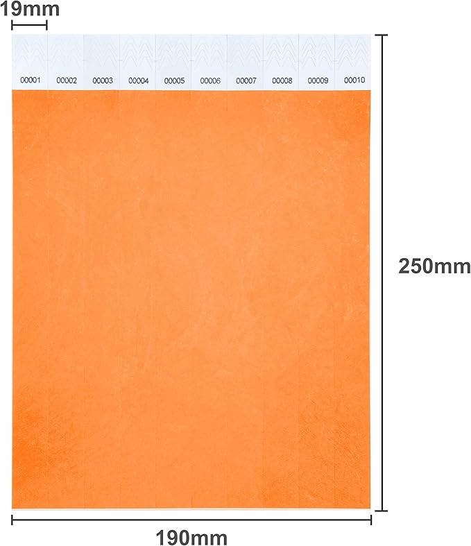 100 Pcs Wristbands, 1-100 Consecutive Numbers Waterproof Tearproof and Printable Wrist Straps Admission Bracelets Tickets (Neonorange)