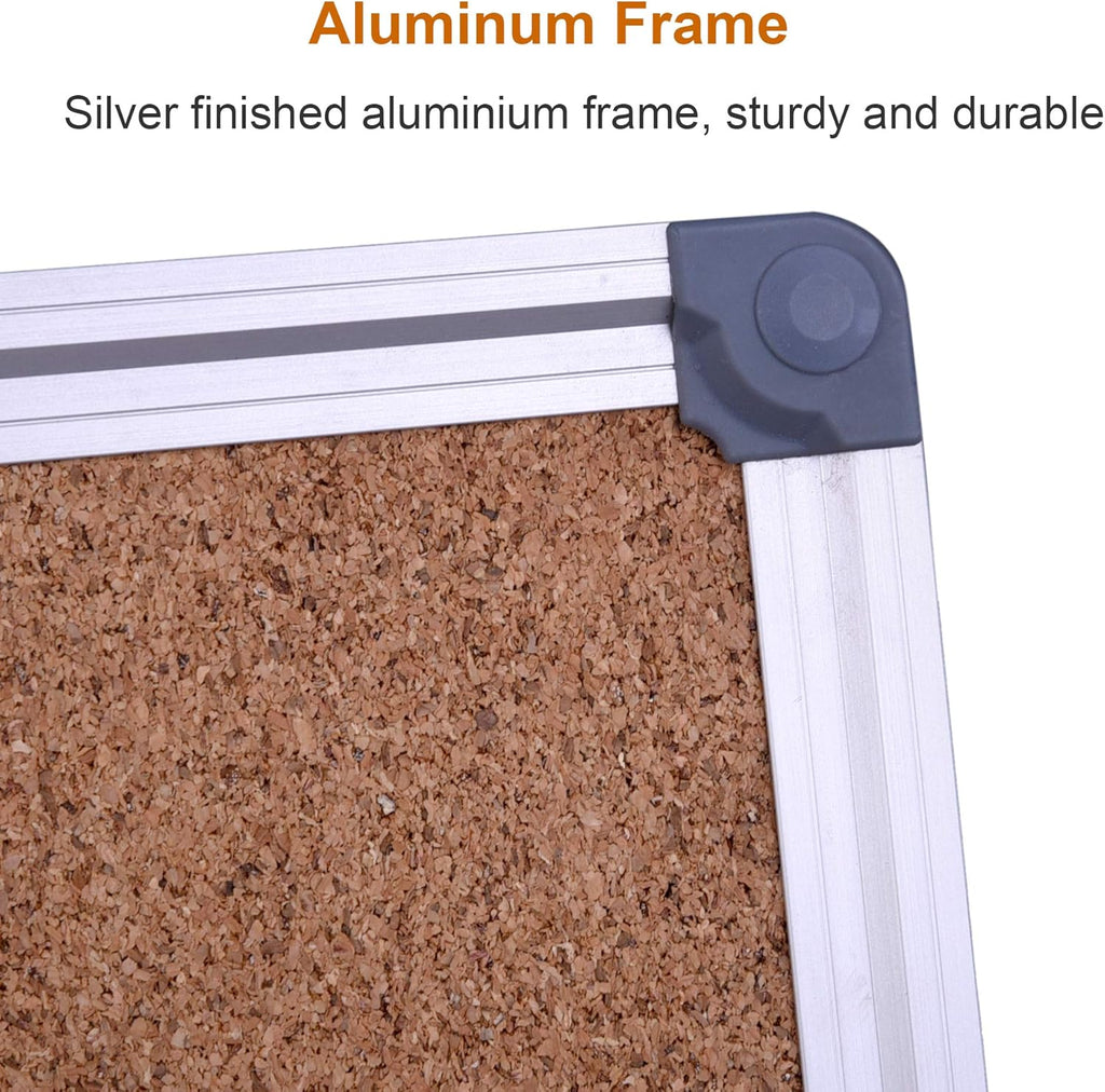 2-Pack 36 x 24 Inch Cork Board Bulletin Notice Board Message Memo Pin Board for Home Office School, Silver Aluminum Frame