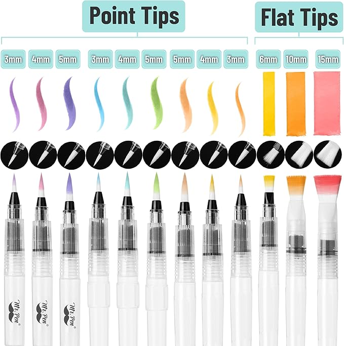 Mr. Pen- Watercolor Brush Pens, 12 pcs, Watercolor Brushes Set, Watercolor Pens for Adults, Water Brush Pen, Water Color Pens, Watercolor Brush Set, Refillable Brush Pen, Water Brushes for Watercolor